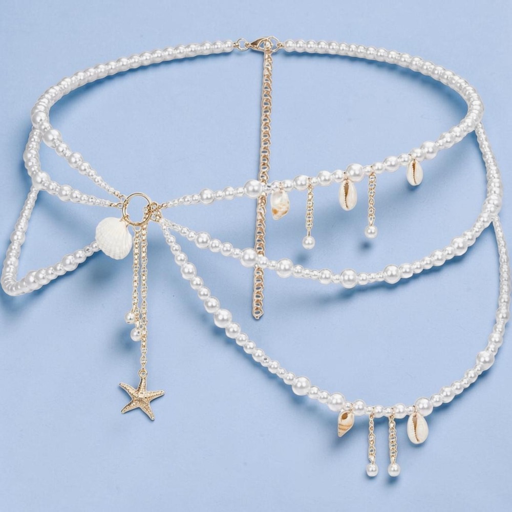 NWT Pearl Shell beachy layered belt adjustable mermaid cosplay boho
